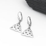 Celtic Silver Drop Earrings Featuring Trinity Knot