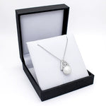 Silver Trinity Knot Pearl Pendant And Earrings Gift Set