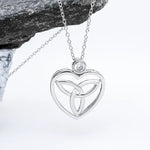 Silver Trinity Knot Heart Necklace with Crystal