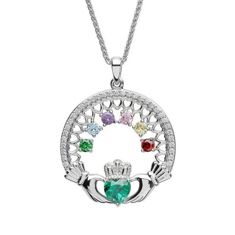 Birthstone Family Claddagh Pendant