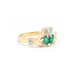 Claddagh Engagement & Wedding Ring Set Adorned With Precious Gemstones