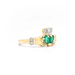 Claddagh Engagement & Wedding Ring Set Adorned With Precious Gemstones