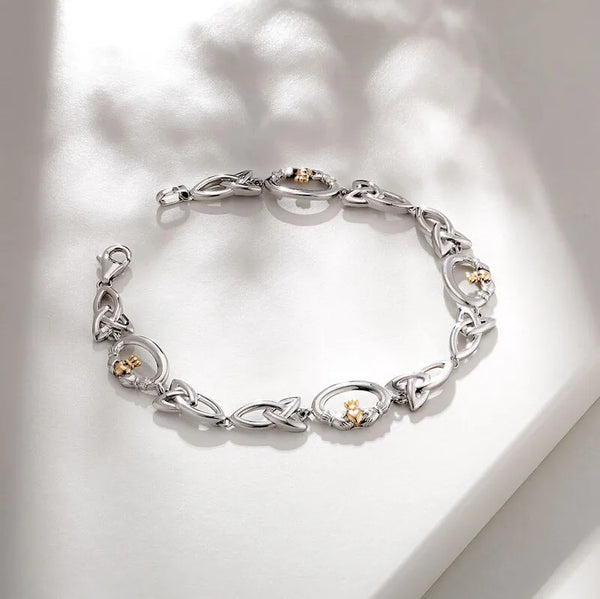 Gold And Silver Claddagh Trinity Knot Bracelet