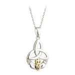 Gold & Silver Claddagh Trinity Knot Pendant Adorned With Diamond