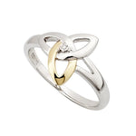 Gold & Silver Trinity Knot Ring Set With Diamond