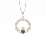 Sterling Silver Claddagh Birthstone Necklace