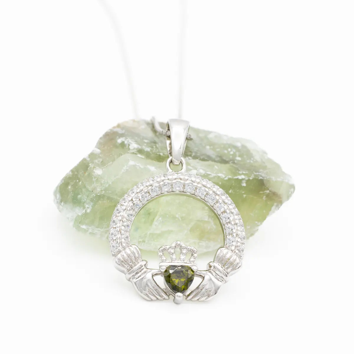 Sterling Silver Claddagh Birthstone Necklace – view 8