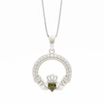 Sterling Silver Claddagh Birthstone Necklace