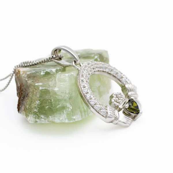Sterling Silver Claddagh Birthstone Necklace
