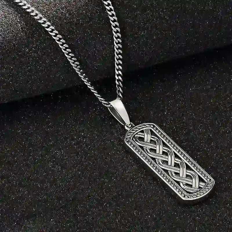 Gents Oxidized Sterling Silver Celtic Pendant – view 3