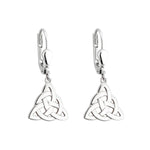 Celtic Silver Drop Earrings Featuring Trinity Knot