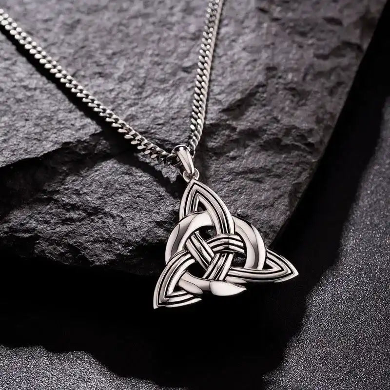 Mens Oxidized Silver Celtic Trinity Knot Pendant – view 2