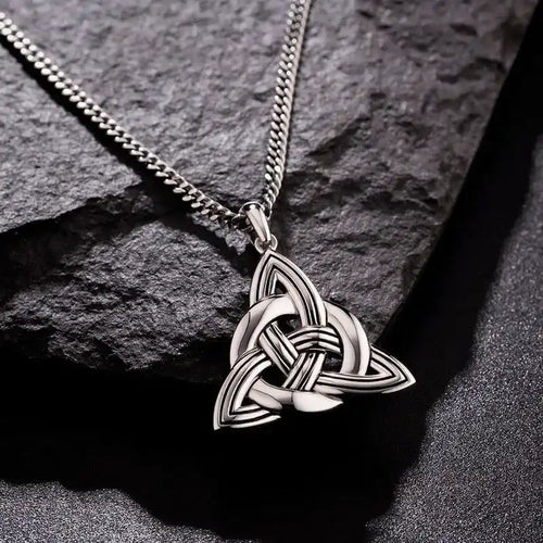 Mens Oxidized Silver Celtic Trinity Knot Pendant