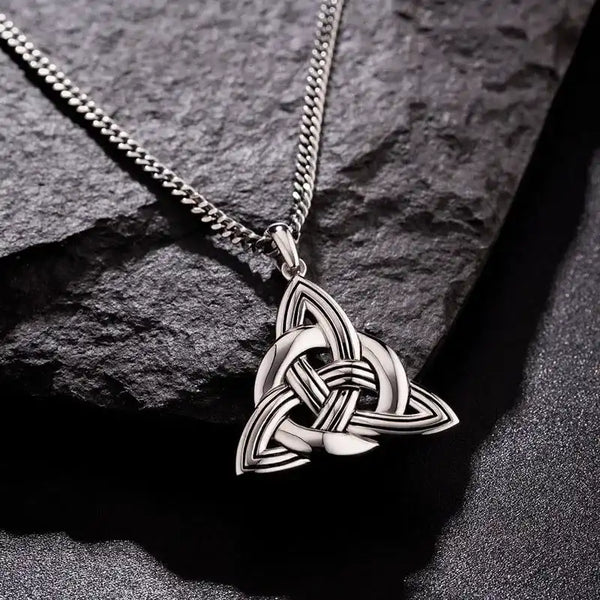 Mens Oxidized Silver Celtic Trinity Knot Pendant