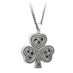 Mens Oxidized Sterling Silver Shamrock Pendant