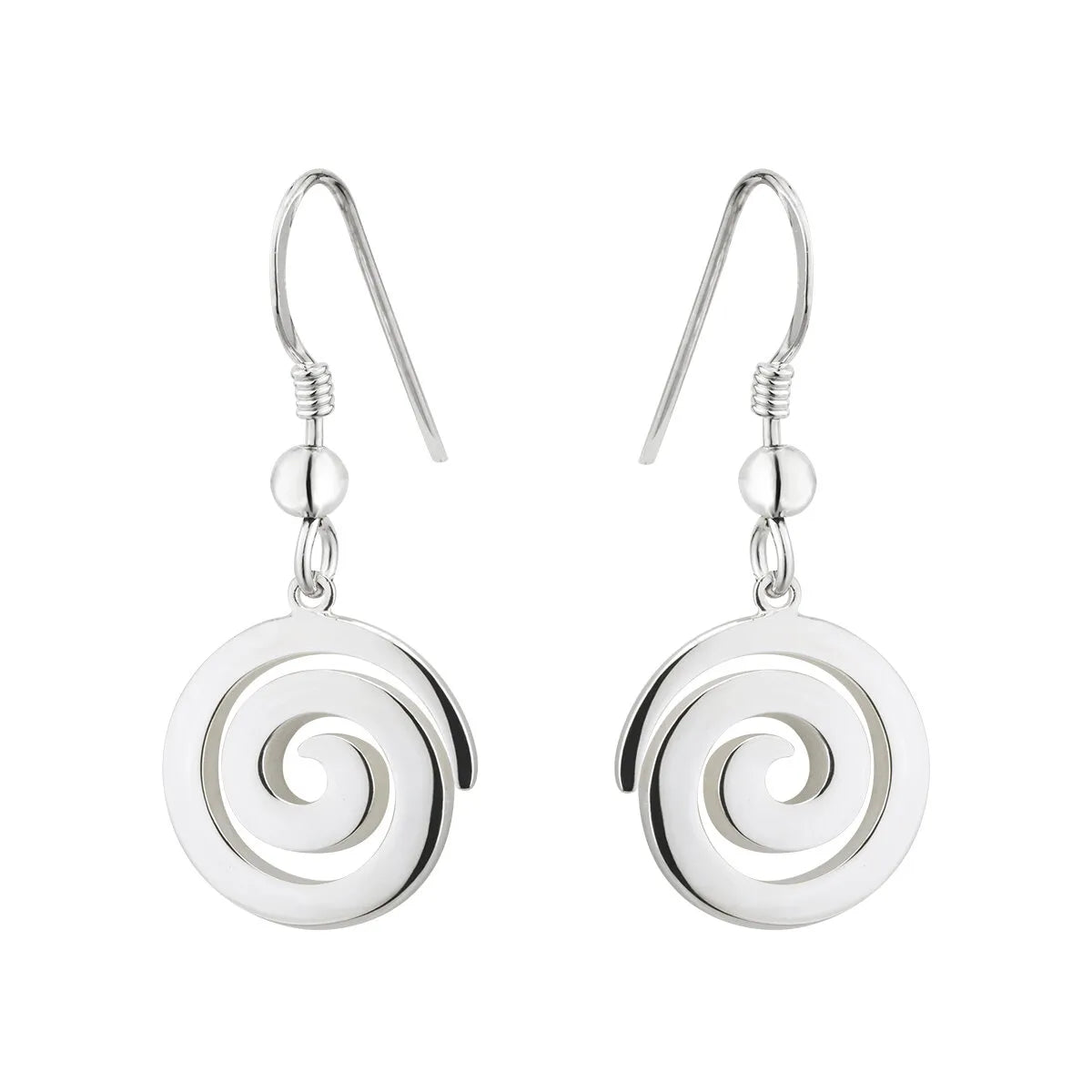 Celtic Spiral Drop Earrings in Sterling Silver – view 2