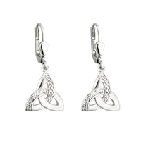 Intricate Silver Celtic Trinity Knot Drop Earrings