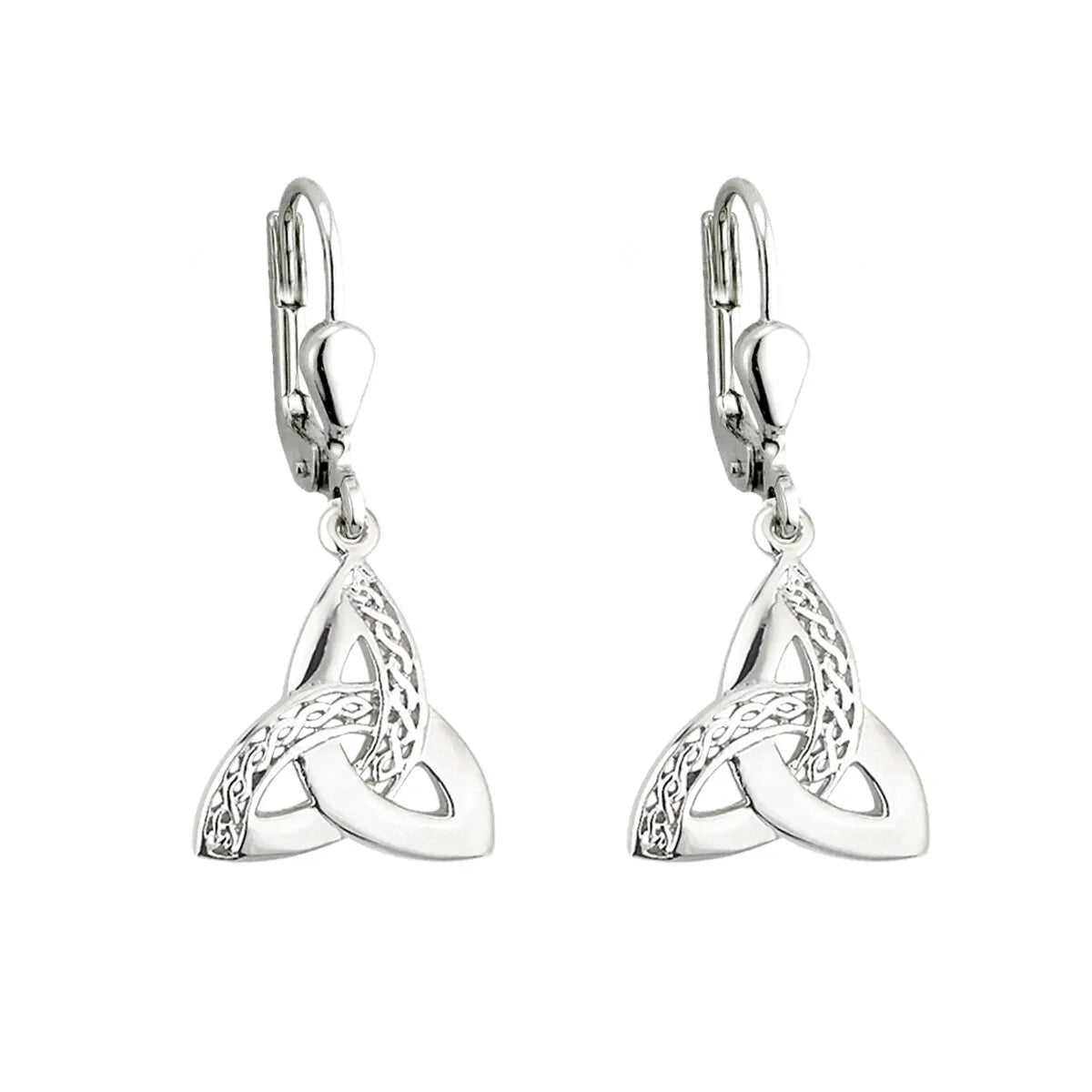 Intricate Silver Celtic Trinity Knot Drop Earrings