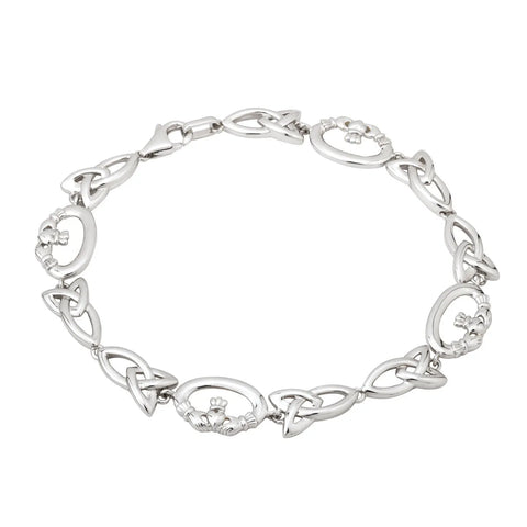 Sterling Silver Claddagh Trinity Knot Bracelet