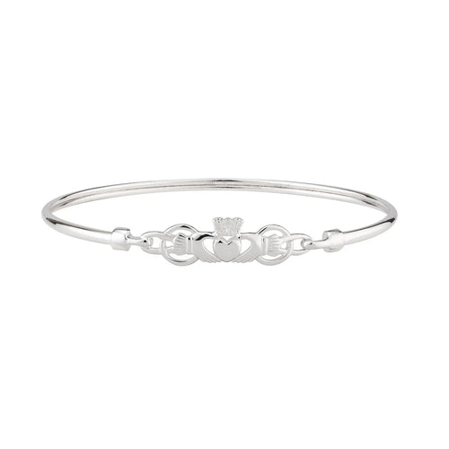 Sterling Silver Irish Claddagh Bangle