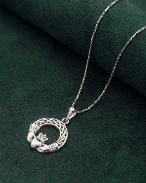 Sterling Silver Claddagh Celtic Necklace