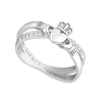 Silver Claddagh Kiss Ring With Cubic Zirconia