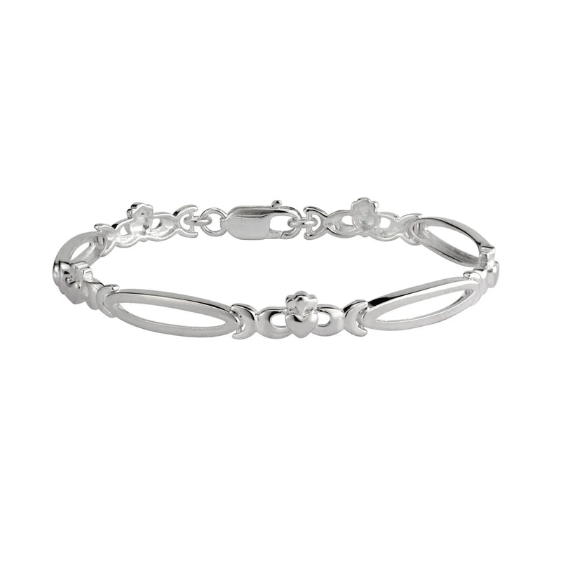 Silver Irish Claddagh Link Bracelet