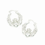 Silver Claddagh Creole Hoop Earrings