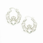 Silver Claddagh Creole Hoop Earrings
