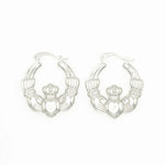 Silver Claddagh Creole Hoop Earrings