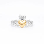 Sterling Silver Claddagh Ring with Gold Heart