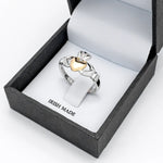 Sterling Silver Claddagh Ring with Gold Heart