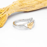 Sterling Silver Claddagh Ring with Gold Heart