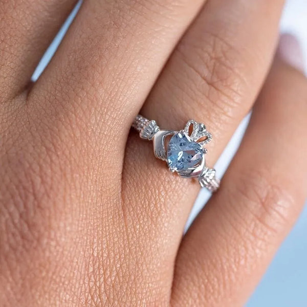 Silver Claddagh Birthstone Ring