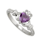 Silver Claddagh Birthstone Ring