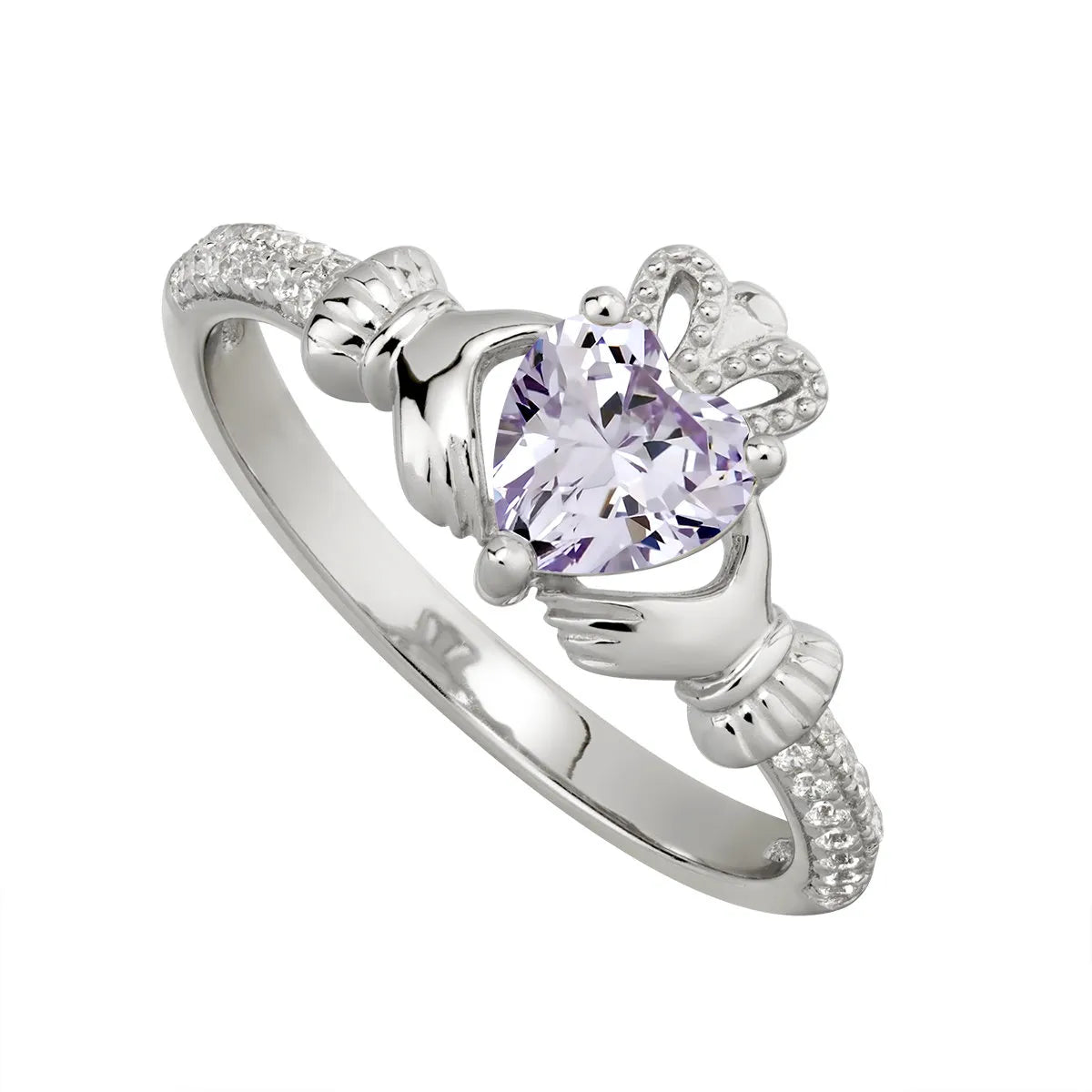 Silver Claddagh Birthstone Ring