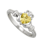 Silver Claddagh Birthstone Ring