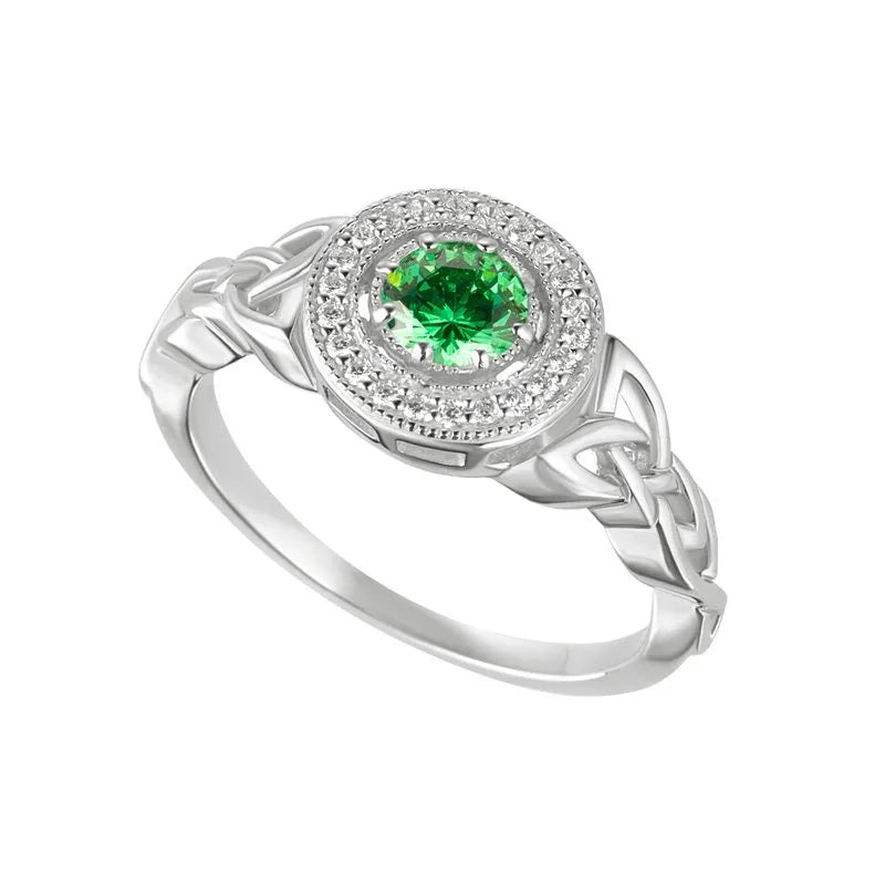 Sterling Silver Trinity Knot Cubic Zirconia Halo Ring