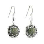 Silver Connemara Marble Celtic Knot Drop Earrings