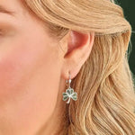 Silver Connemara Marble Shamrock Drop Earrings