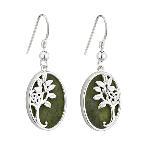 Connemara Marble Sterling Silver Tree Of Life Drop Earrings