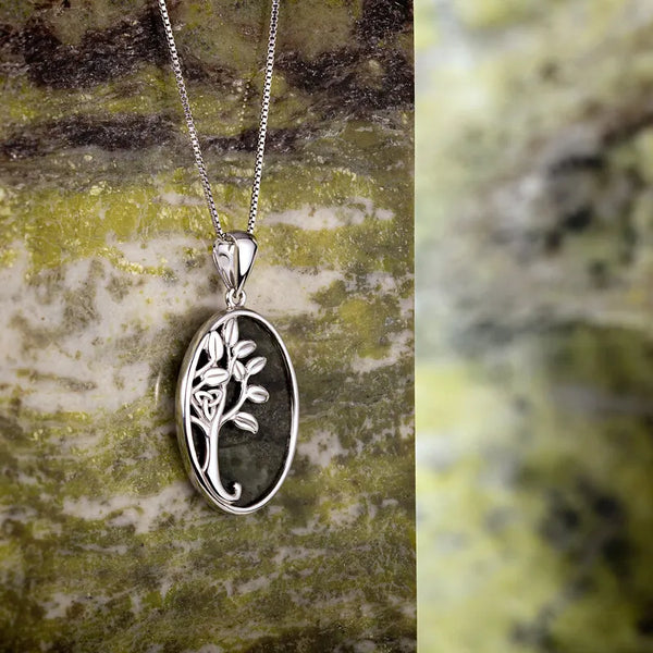 Sterling Silver Connemara Marble Celtic Tree Of Life Necklace