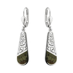 Connemara Marble Trinity Knot Drop Earrings in Sterling Silver