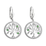 Sterling Silver Celtic Tree Of Life Drop Earrings With Crystals