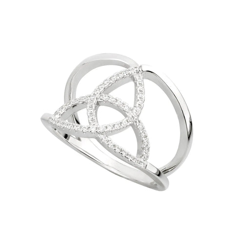 Ladies Silver Cubic Zirconia Trinity Knot Ring