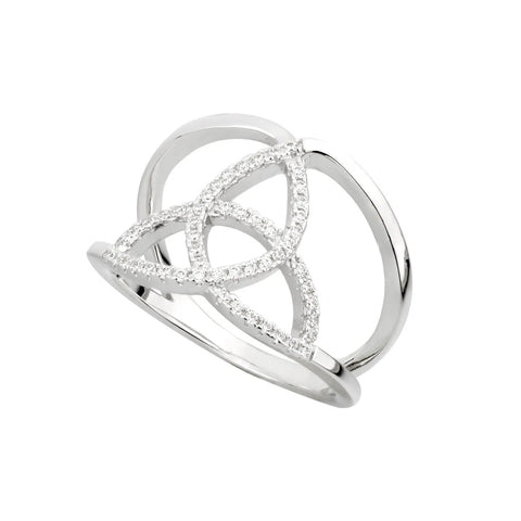 Ladies Silver Cubic Zirconia Trinity Knot Ring