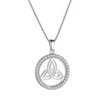 Sterling Silver Round Trinity Knot Pendant With Cubic Zirconia