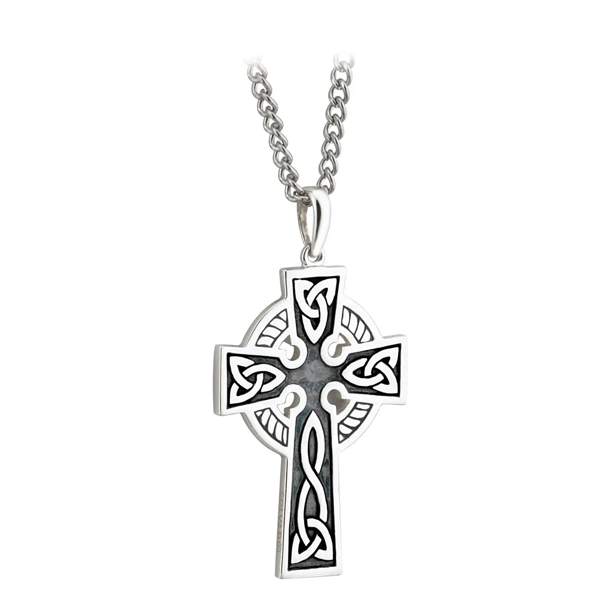 Oxidized Sterling Silver Double Sided Celtic Cross Pendant