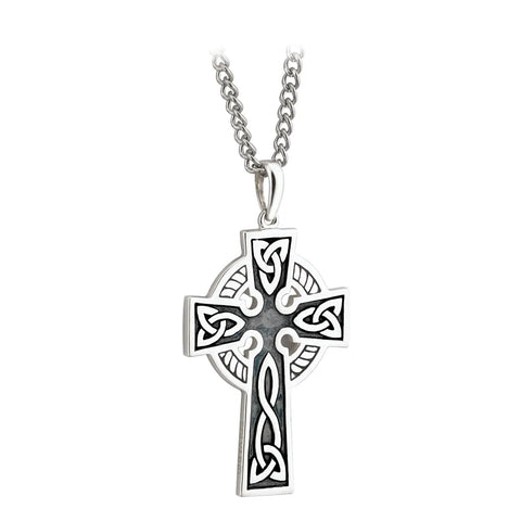 Oxidized Sterling Silver Double Sided Celtic Cross Pendant