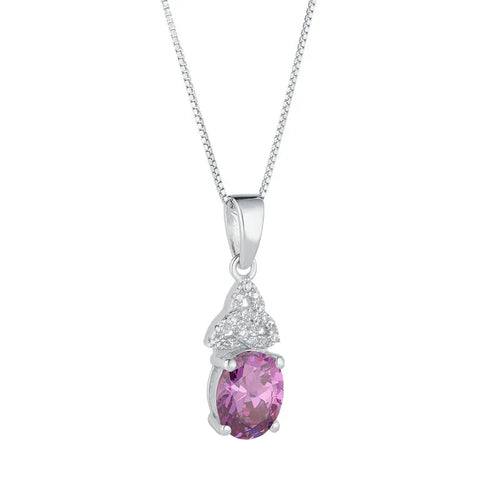 Silver Birthstone Trinity Knot Necklace